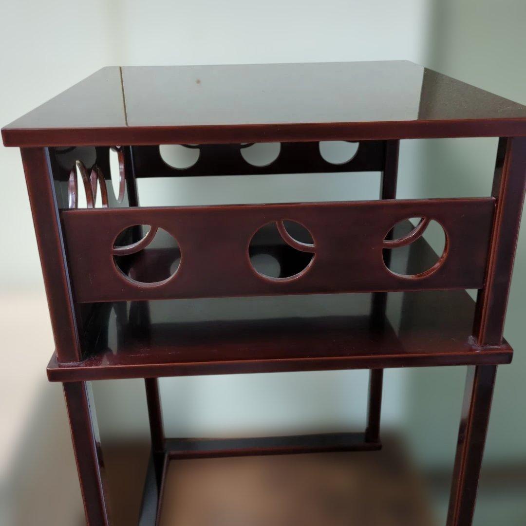 二重棚 つぼつぼ 組み立て式 木製 漆器 茶道具 茶道 在銘 木箱