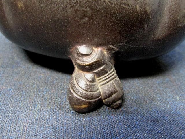 ■時代　銅器　香炉　布袋香炉　三つ足 唐子 他　重さ890g■