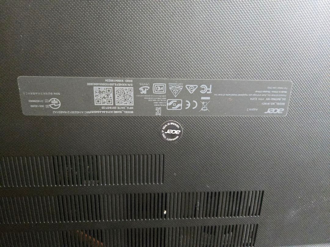Acer N19V1 Aspire A315-54 ノートパソコン