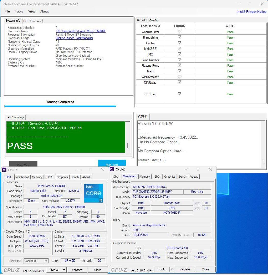 CPU CoreI5 13600KF & TUF GAMINGZ790-PLUSWIFI