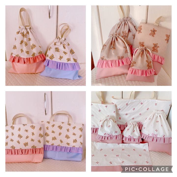 ハンドメイド 入園入学グッズ シューズ袋 レッスンバッグ 巾着など