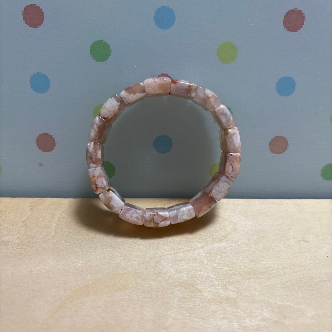 桜瑪瑙 バングル ブレスレット チェリーブロッサムアゲート
