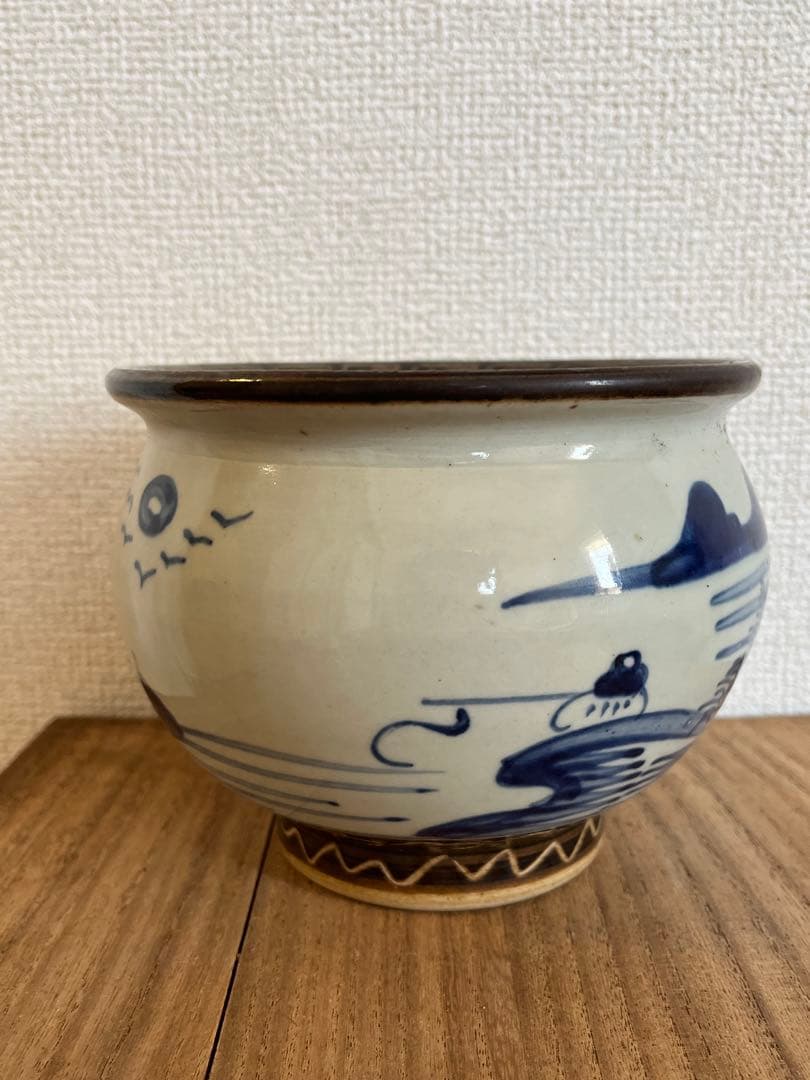 中国古玩 香炉 青花 染付 山水人物釣り図 骨董 古玩 時代物