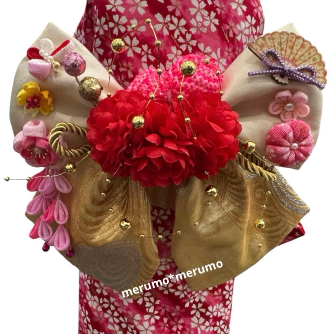 犬服 ハンドメイド着物 Mサイズ 花柄 ピンク 桜
