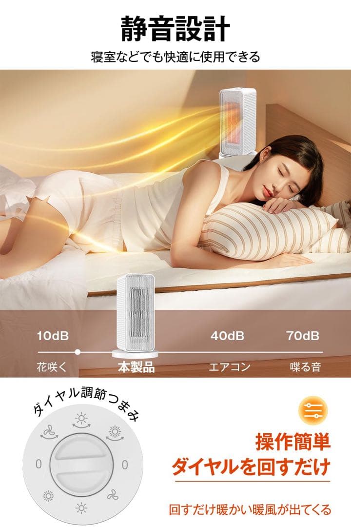 ☘️セラミックヒーター　小型　速暖　ファンヒーター　省エネ　3段階切替