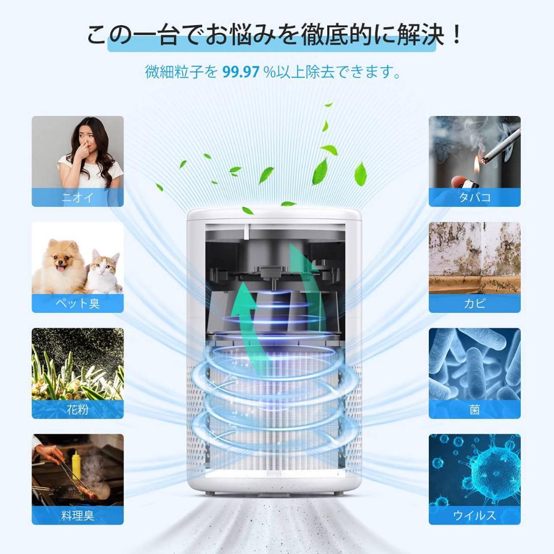 コンパクト空気清浄機 ウイルス除去 LED付き