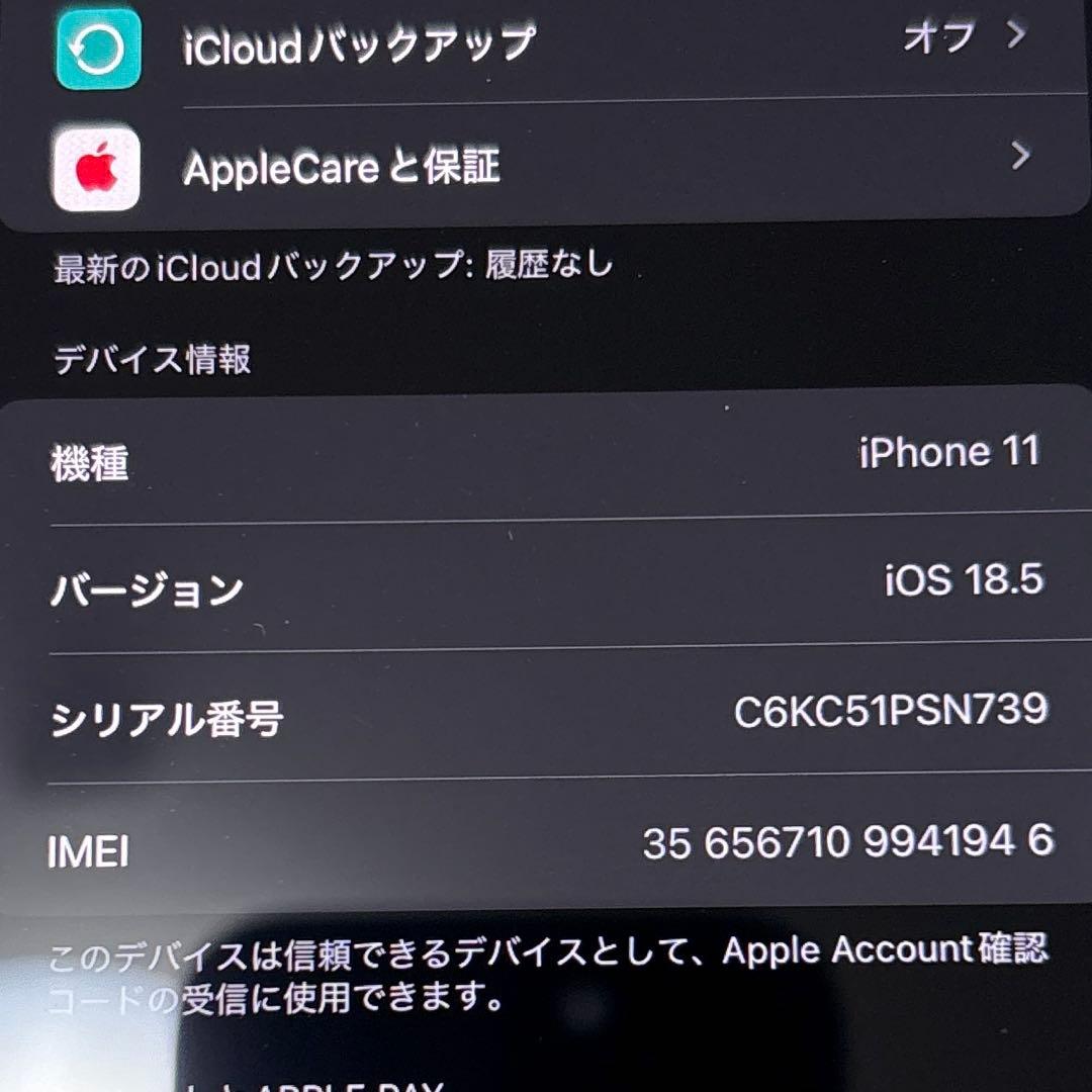 iPhone 11 本体　パープル