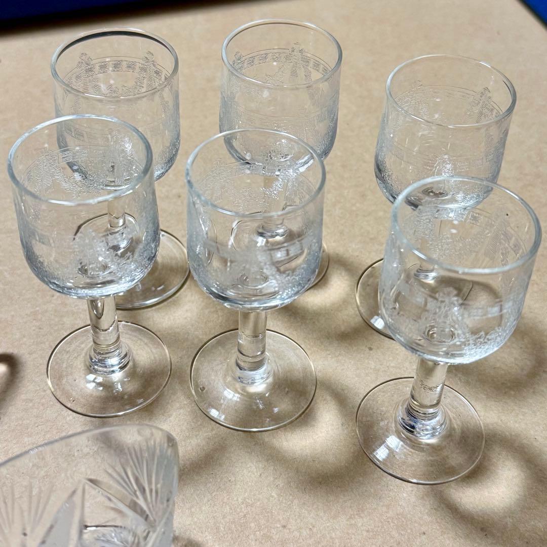 アンティークガラス 昭和レトロ￼￼￼ リキュール盃 杯 明治 和ガラス 11点