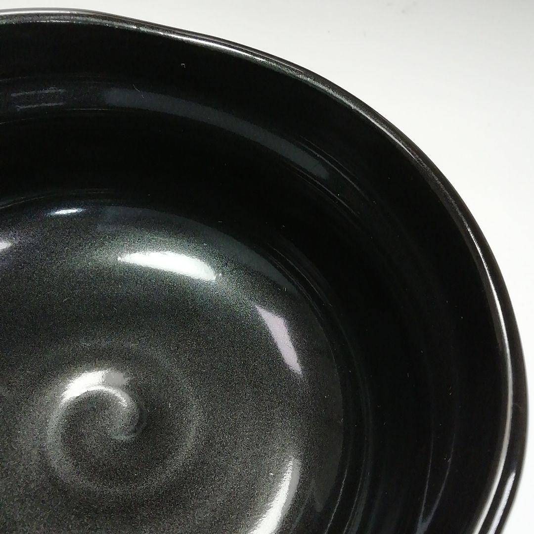 Ｓ４９９　茶碗　『倣黒織部』『安田茂郎作』　共箱　抹茶碗　茶道具