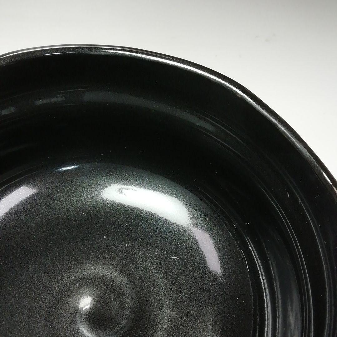 Ｓ４９９　茶碗　『倣黒織部』『安田茂郎作』　共箱　抹茶碗　茶道具