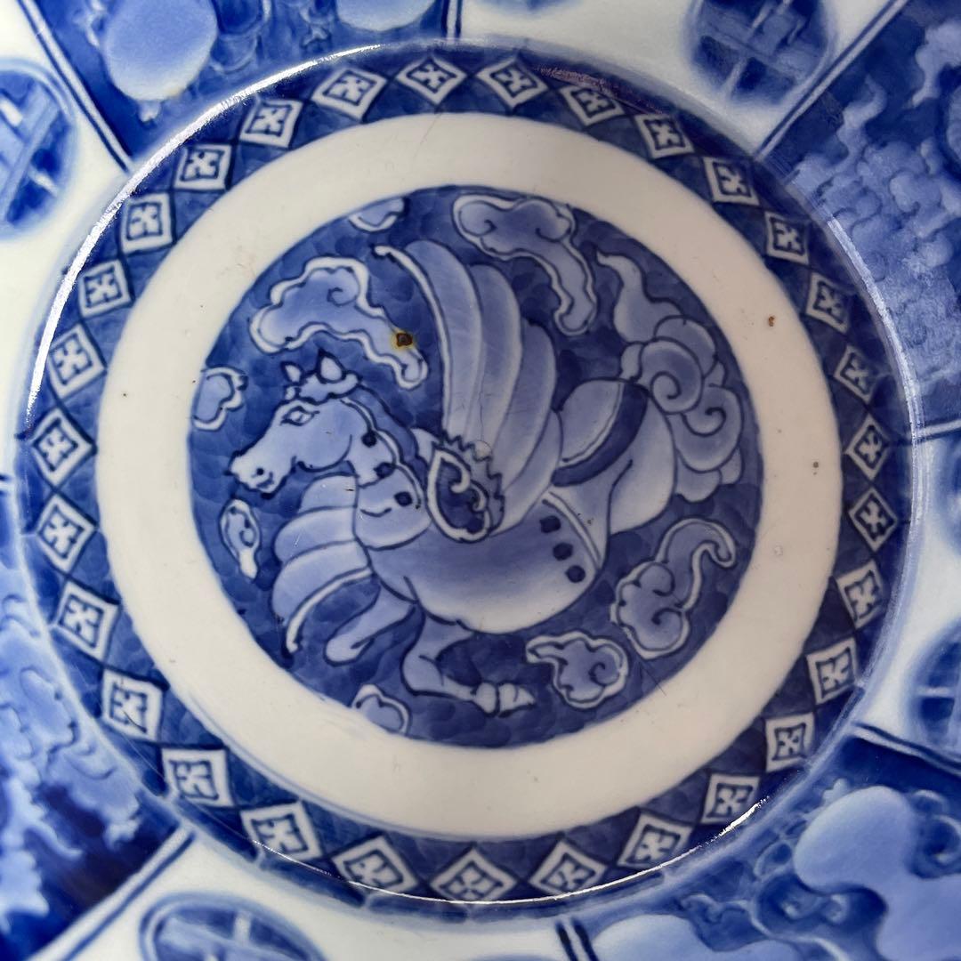 天馬　龍　瓢箪　染付　深鉢