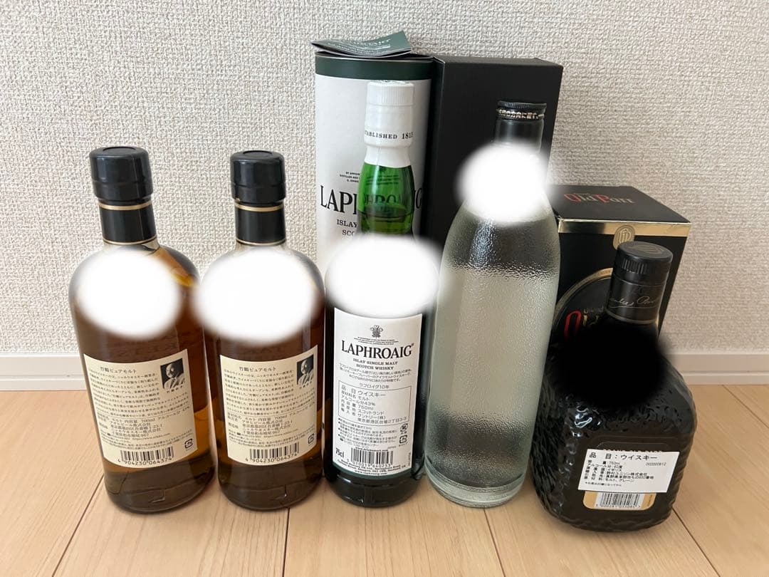 竹鶴、ラフロイグ、六趣、オールドパーのセット