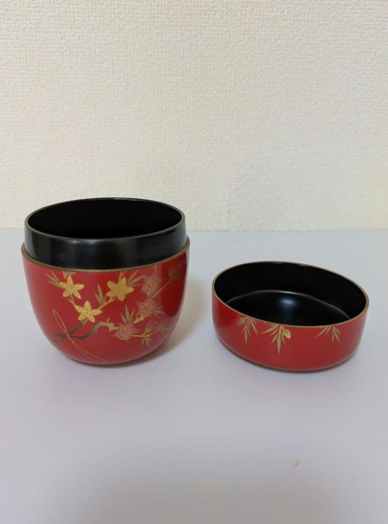 棗なつめ　山中塗蒔絵　中谷秀斉作　立雛　桃の節句　茶道具【新品未使用】共箱・共布