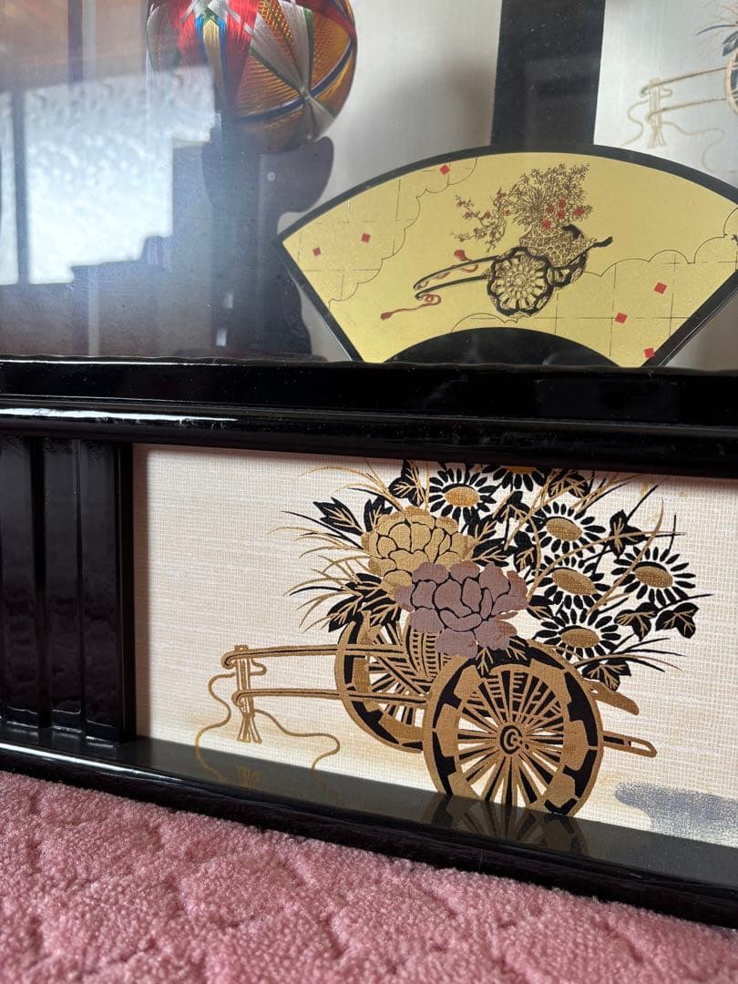 藤娘　押絵羽子板　花車　美品　飾り　専用箱付き