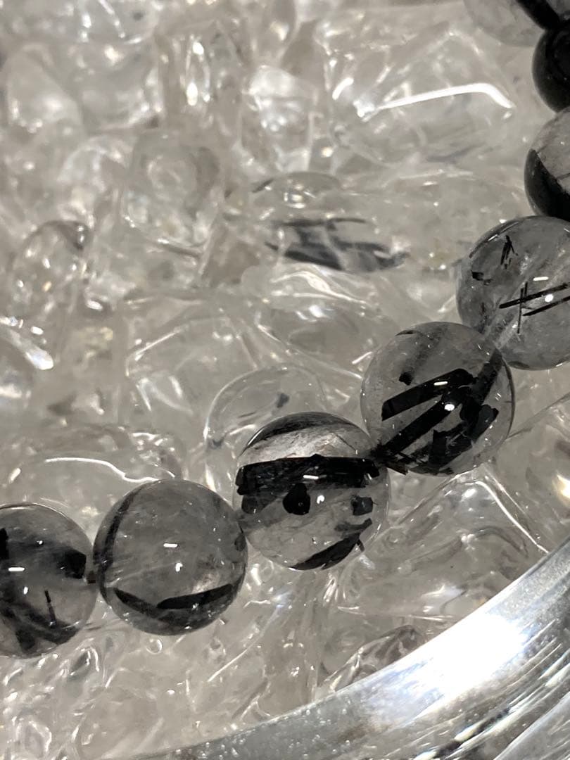 天然石　ブラックルチルクォーツ　ブレスレット
