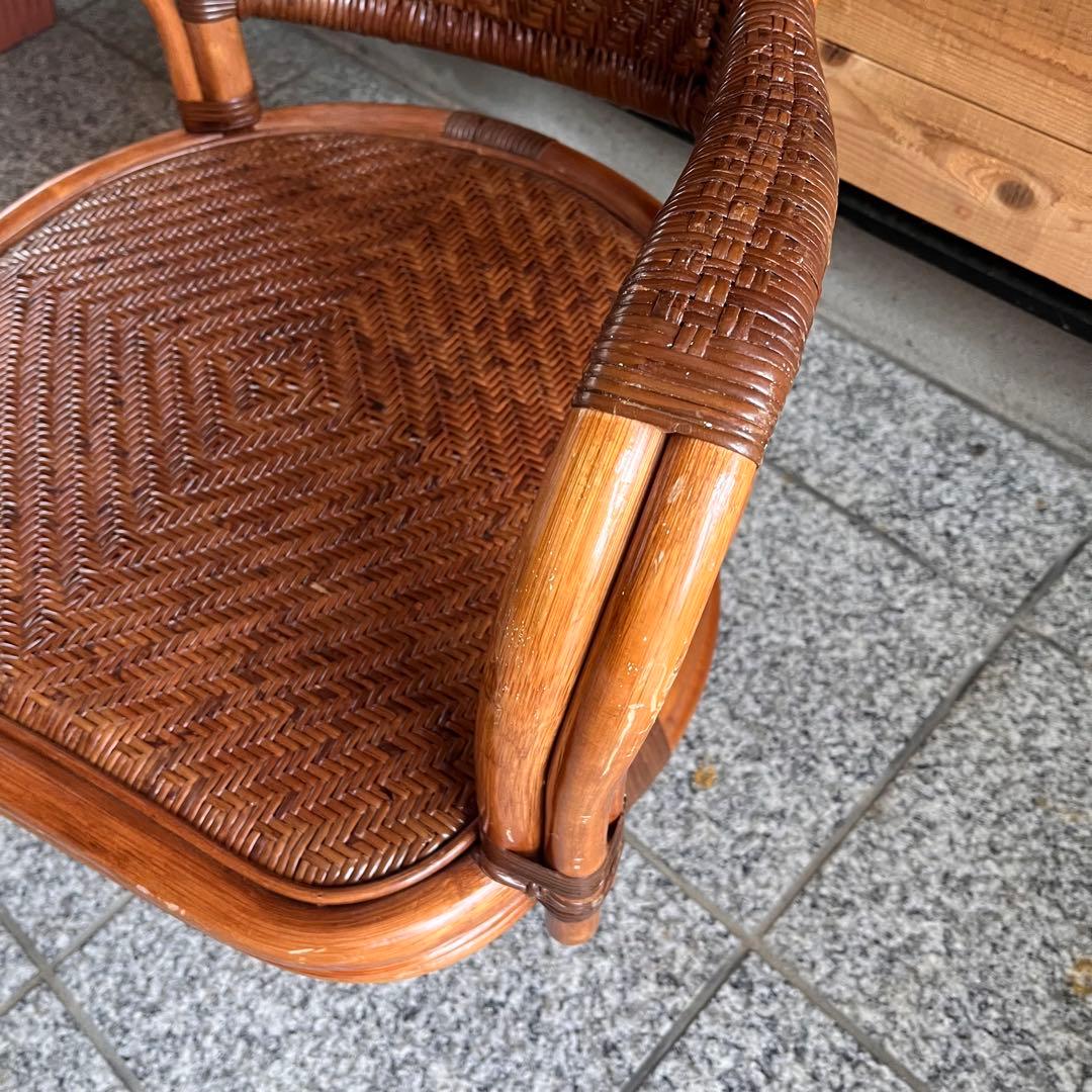 カザマ（KAZAMA）籐（ラタン）製回転椅子