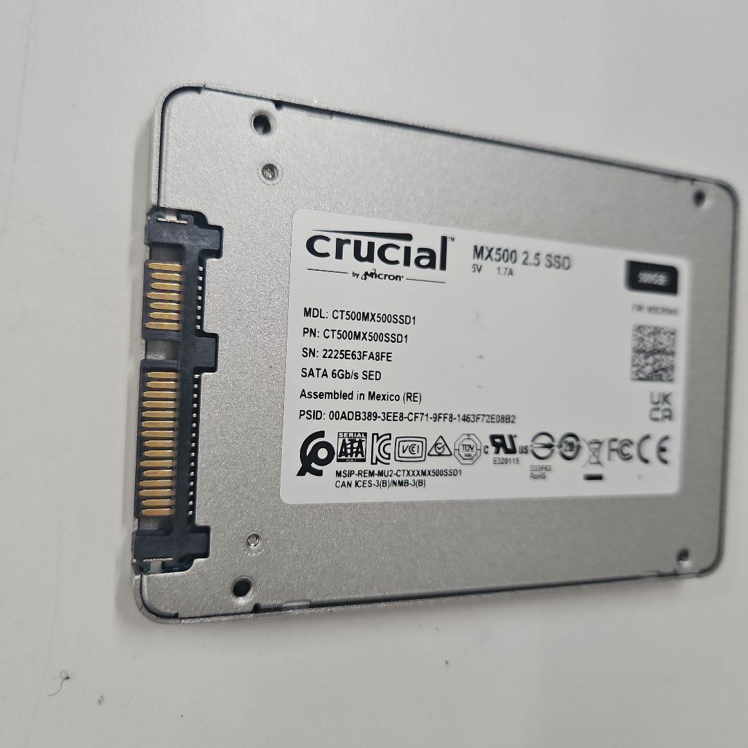 crucial MX500 500GB 2.5インチSSD ほぼ未使用