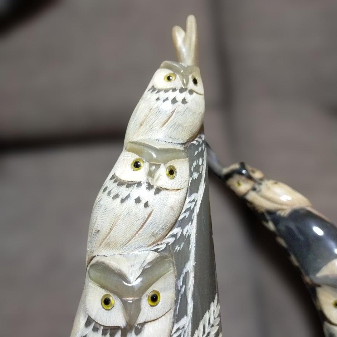 フクロウの木製置物セット