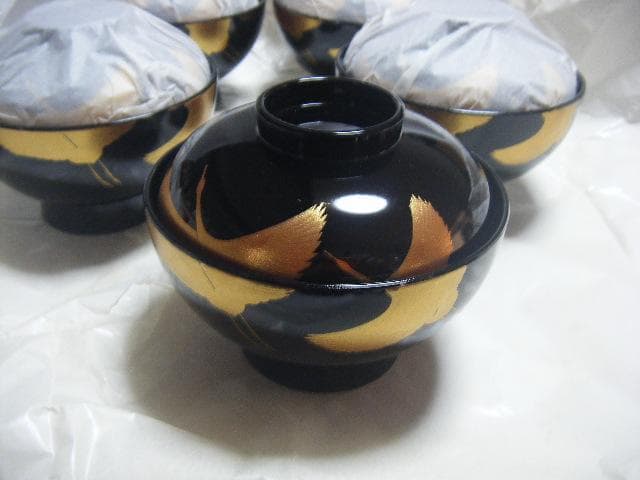 特選漆器 竹峯 御吸椀揃 （お椀5個入り）・画像で判断下さい