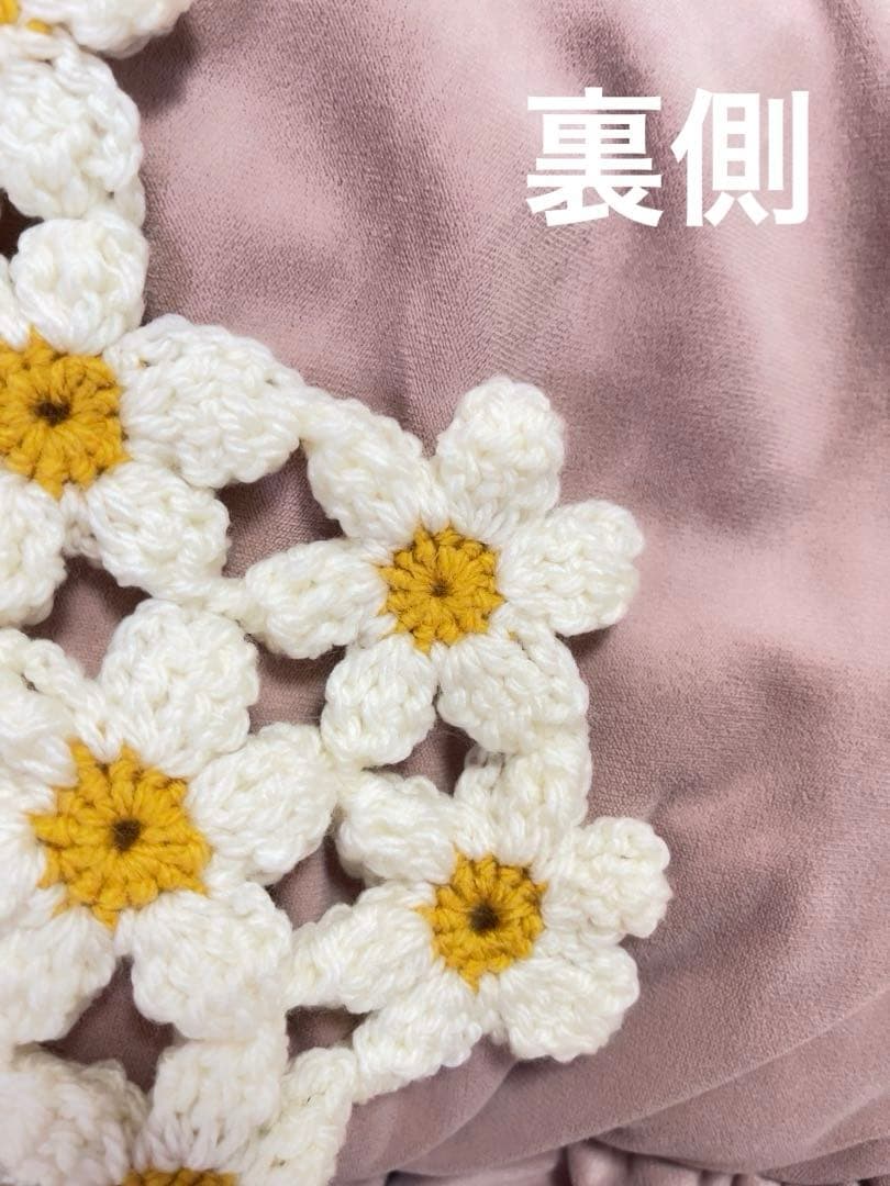 お花畑ブランケット　マルチカバー　ひざ掛け　モチーフ編み　ラグ　マット