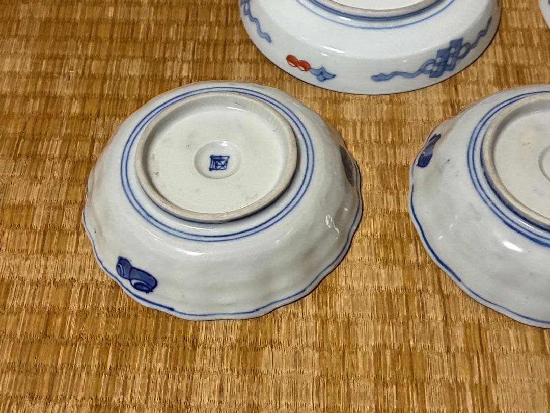 古伊万里 伊万里 色絵 金彩 膾皿 丸皿 五枚 まとめて 時代物