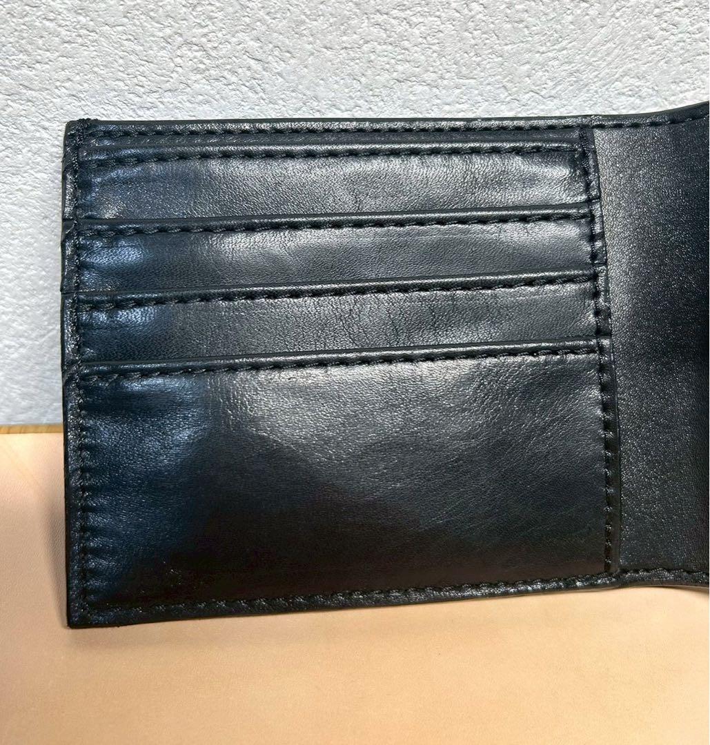 二つ折り財布　馬革　本革　バンドメイド　メンズ財布　コンパクト財布