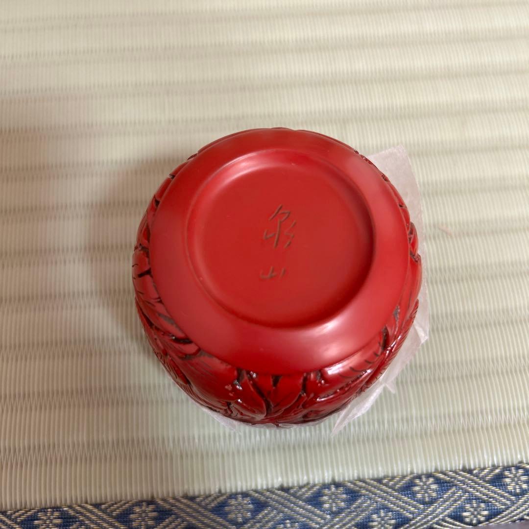 村上堆朱 泉山 牡丹唐草文 塗り棗 木箱付