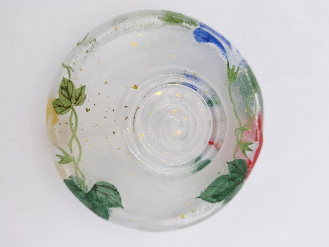 a764 【新品・未使用】ガラス馬盥茶碗 朝顔 加藤永山 紙箱 茶道具