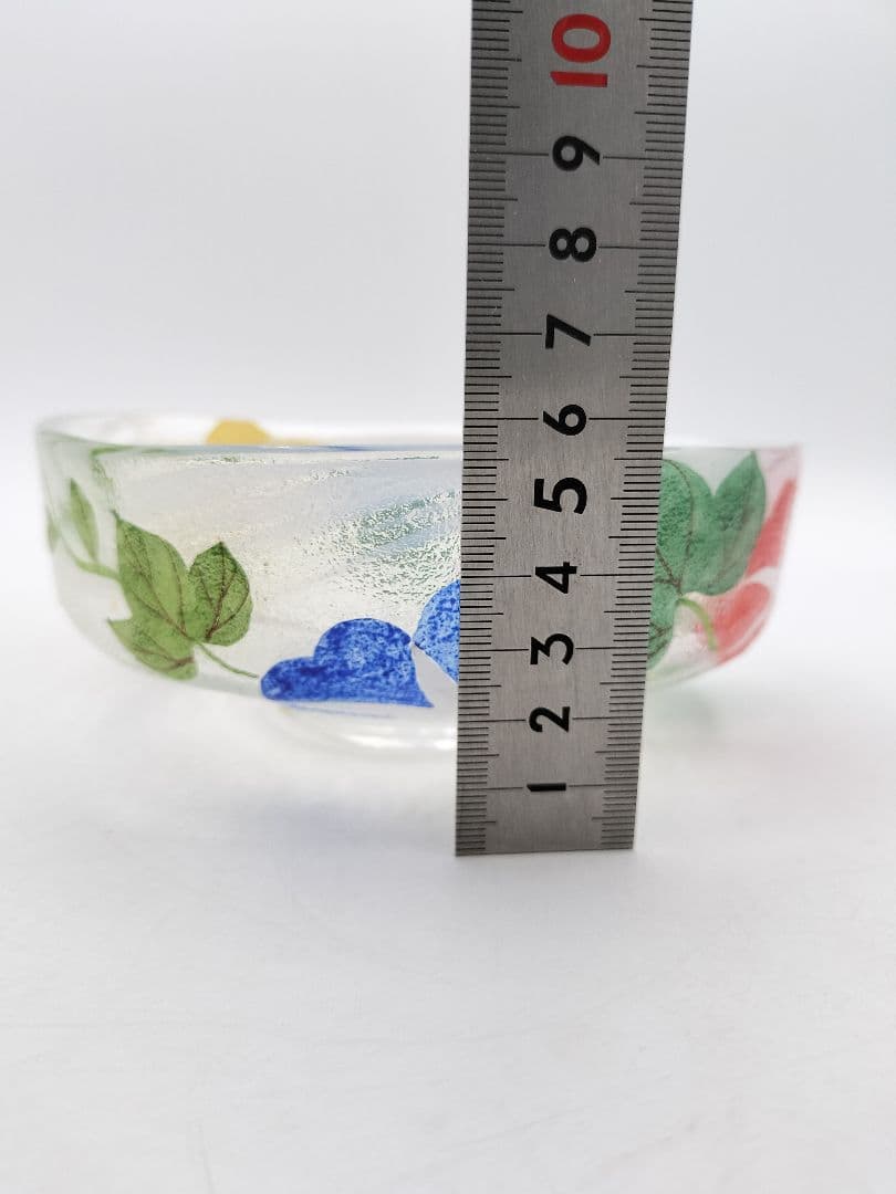 a764 【新品・未使用】ガラス馬盥茶碗 朝顔 加藤永山 紙箱 茶道具