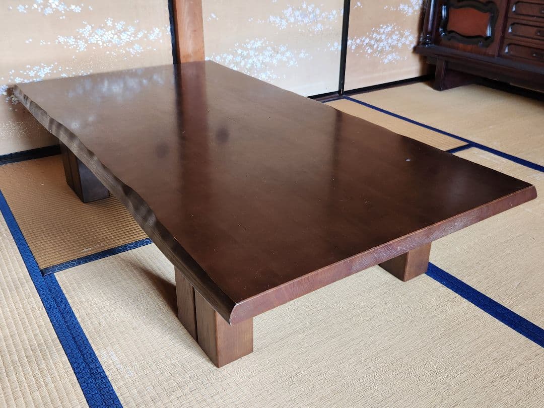 【希少】Karimoku　カリモク家具　一枚板　廃盤　栓座卓　150cm幅