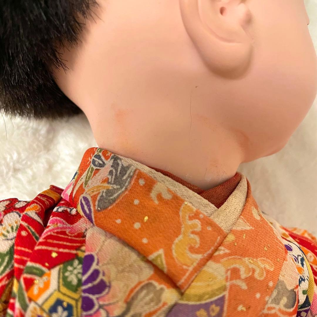 市松人形 自由人形 可愛い幼女　座布団付き　昭和レトロ　36センチ