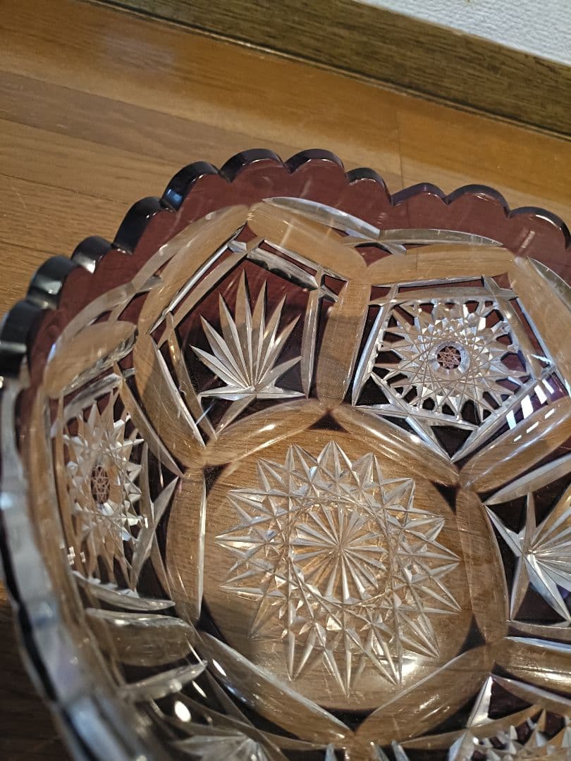 江戸切子 盛り付け鉢 最高級品 【 未使用保管品 良品 】ハンドカット ギヤマン