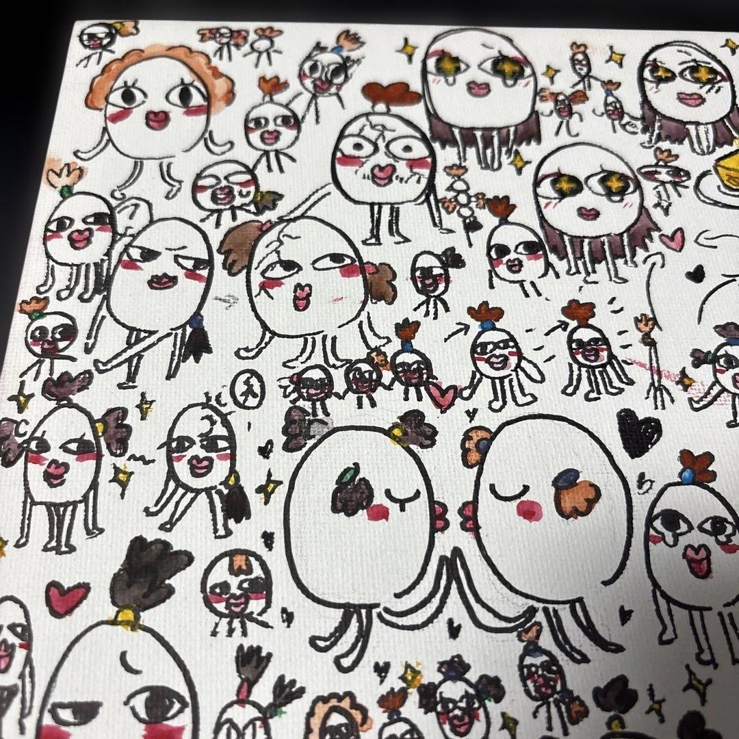 【一点物】ゆるかわキャラクター キャンバスアート 原画ハンドメイド 癒しイラスト