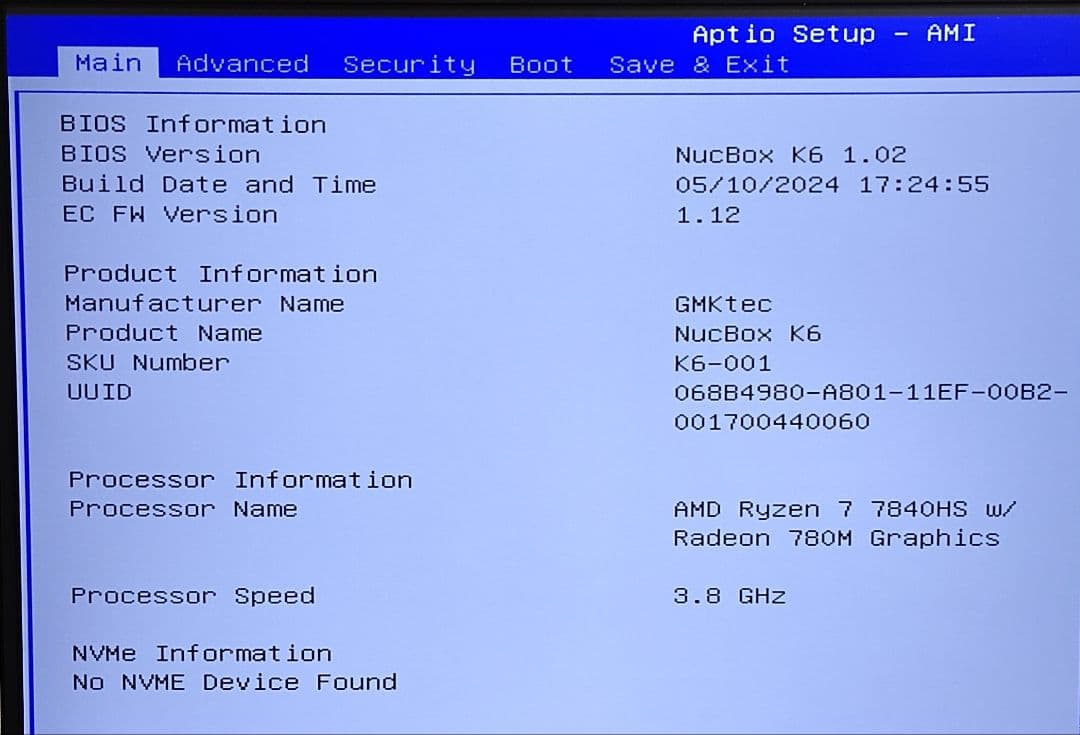Windowsデスクトップ GMKtec Nucbox K6 Ryzen 7 7840HS Win11