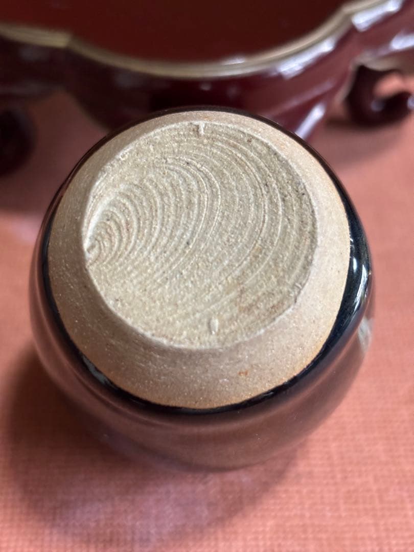 古高取飴釉海鼠釉茶入　検伝世品　黒田家