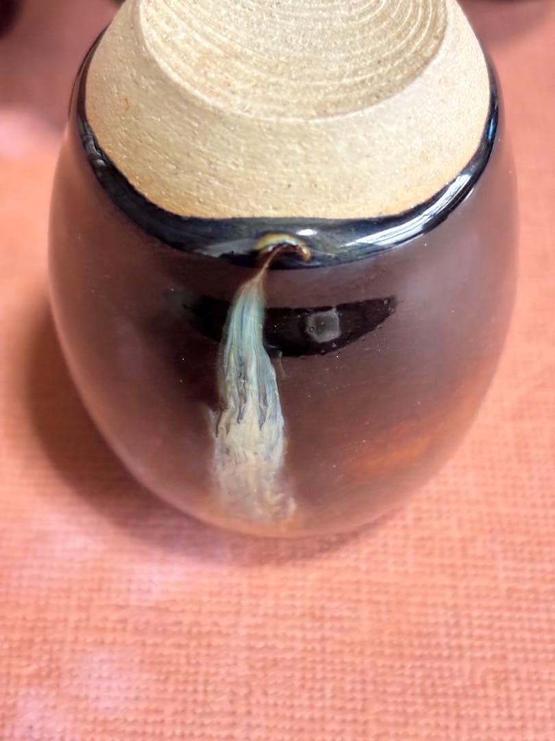 古高取飴釉海鼠釉茶入　検伝世品　黒田家