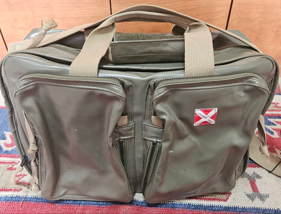 ビンテージ　ラゲッジレーベル　オリーブグリーン 旅行用バッグ