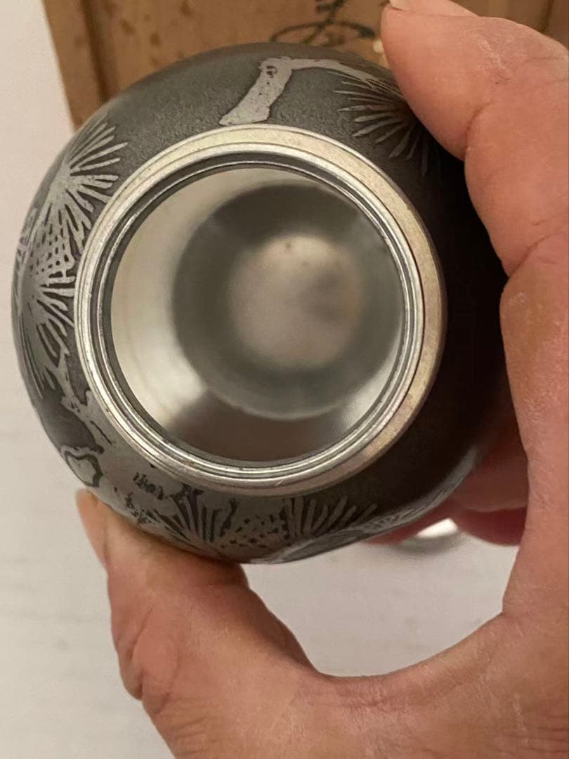 上錫 錫半 茶壺 錫製 茶入茶壺 煎茶道具 金属工芸（錫製）年代物 傷有