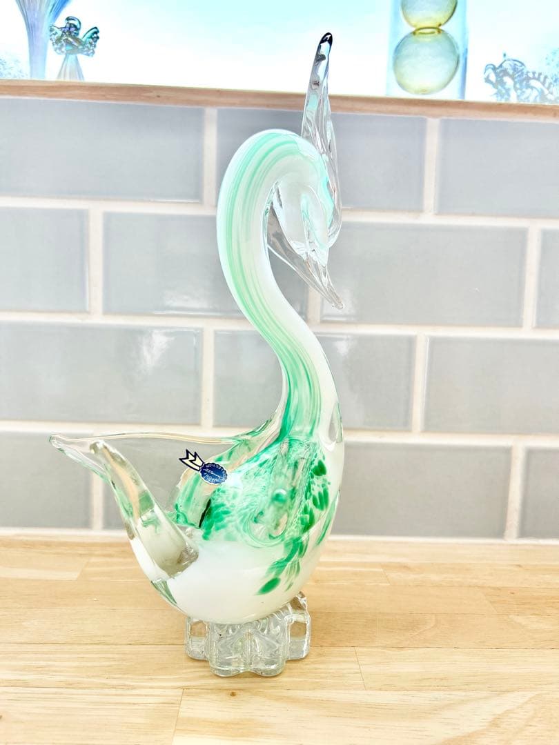 ヴェネチア ベネチア グラス ガラス工芸 swan 白鳥 スワン オブジェ 置物