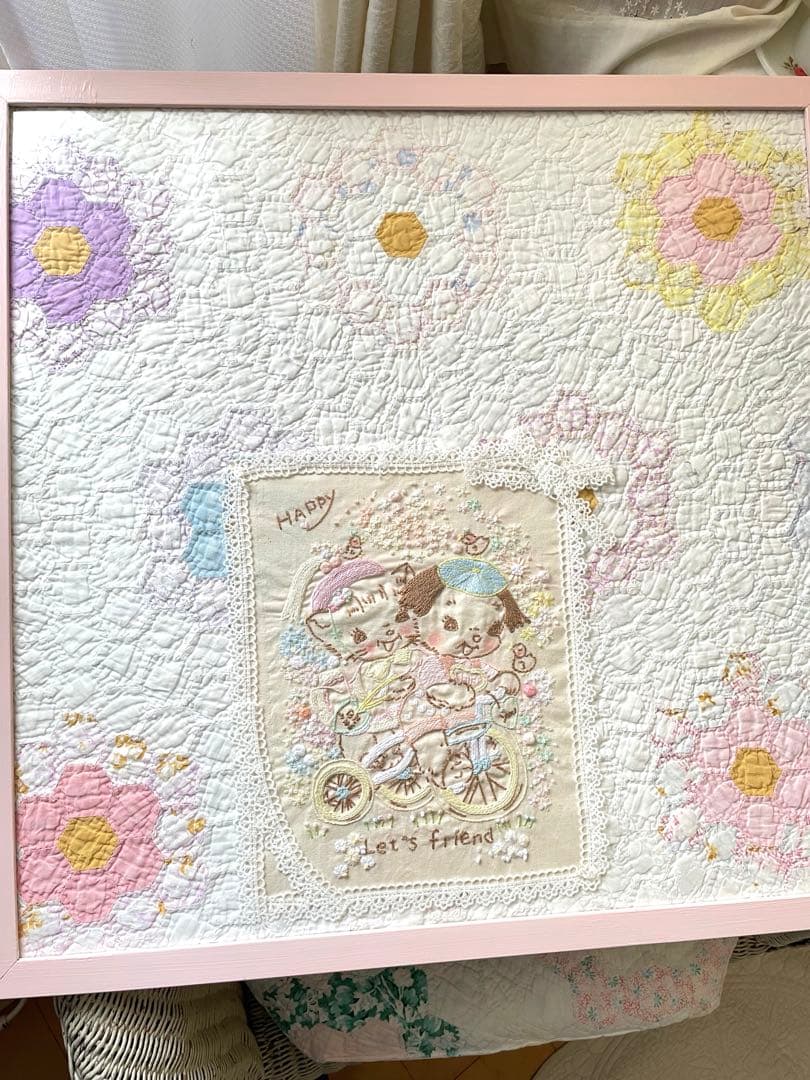 専用になります♡アンティークキルト＆ハンドメイド刺繍フレーム·͜· ♡