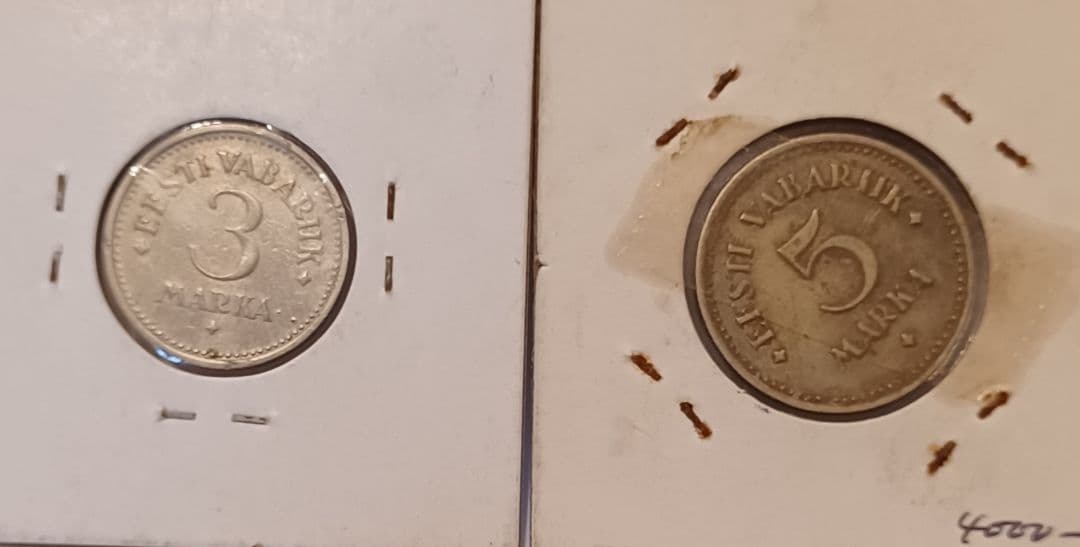 エストニア 3マルカ(1922年)と5マルカ(1924年) 硬貨とフィリピン銀貨