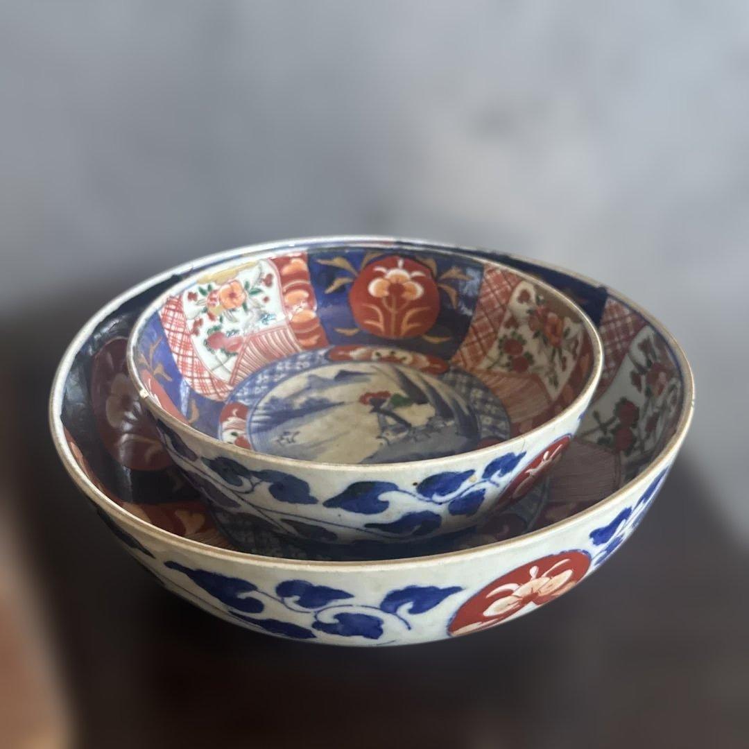 お値下げ❣️色絵陶器ボウル2点セット 難あり