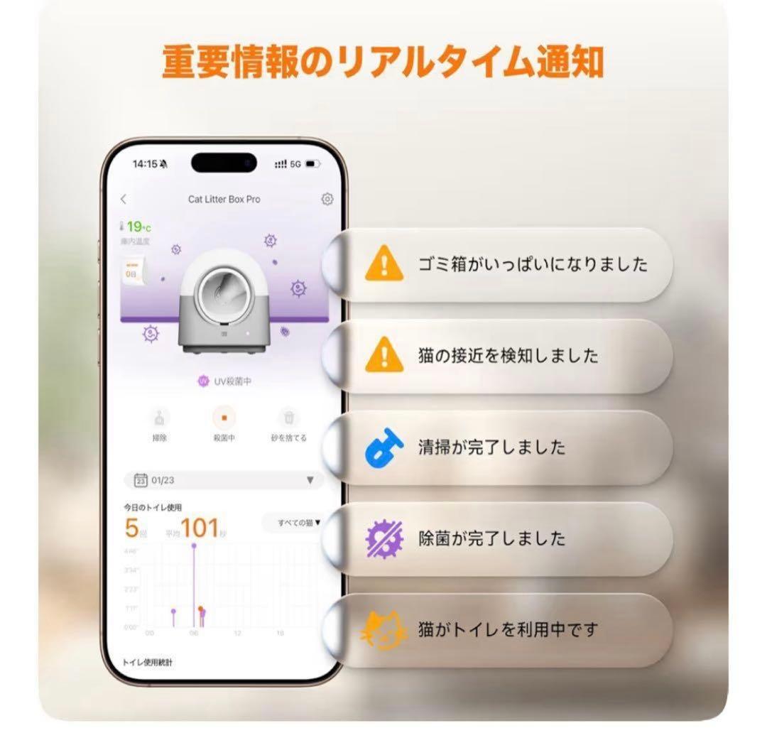 【新品】全自動猫トイレAI搭載センサーPIR検知ダブル脱臭多頭飼い対応 大容量