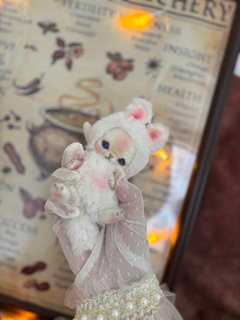 アートドール　うさぎ天使幻獣　羊毛フェルト