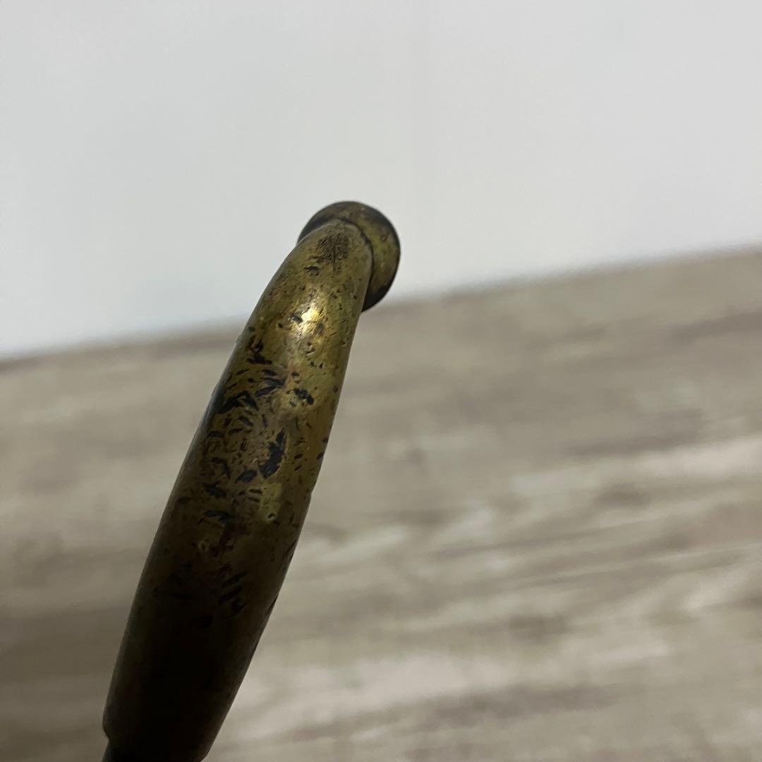 3F 【アンティーク】時代物 煙管 葉模様彫刻 真鍮・竹製 当時物