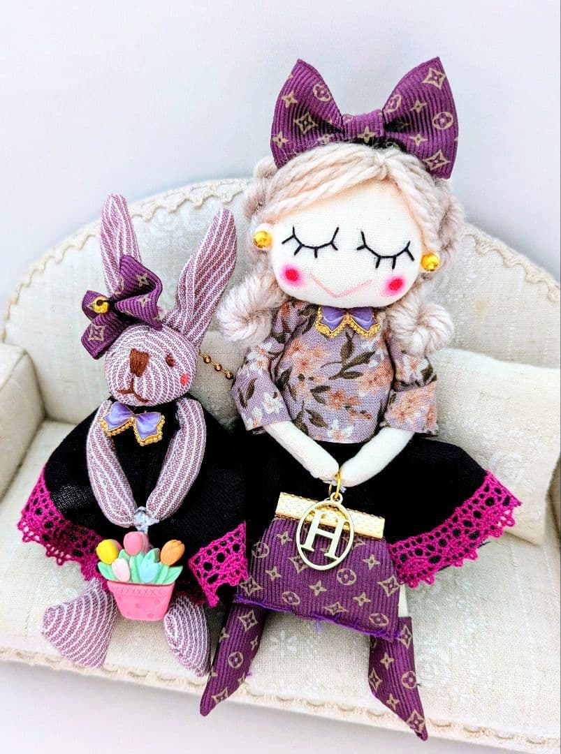 ハンドメイド❋ドールチャーム＆うさぎチャーム❋バッグチャーム❋お人形