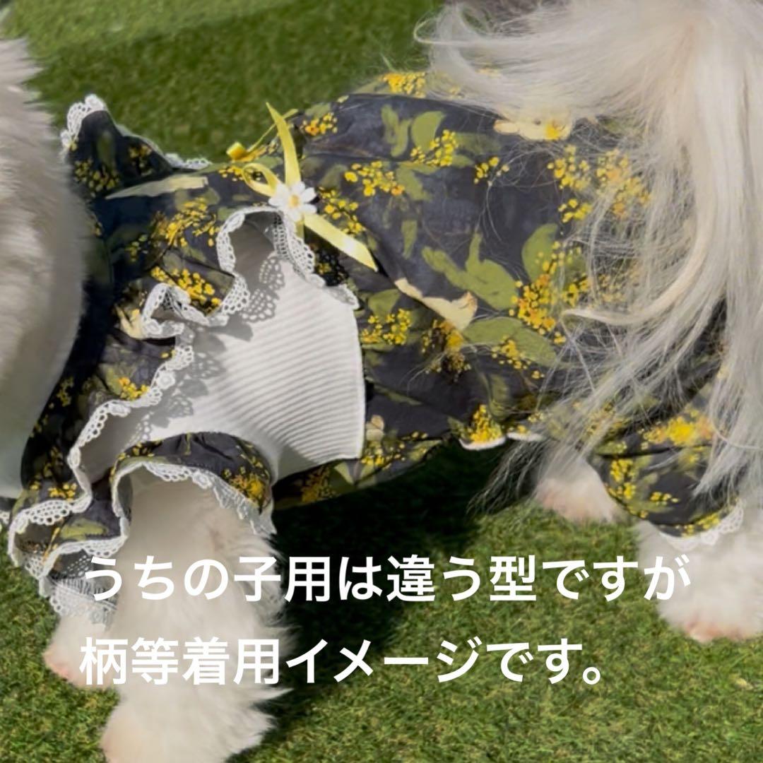 ハンドメイド♡犬服 重ね着風バルーンワンピース(ミモザとうさぎ）