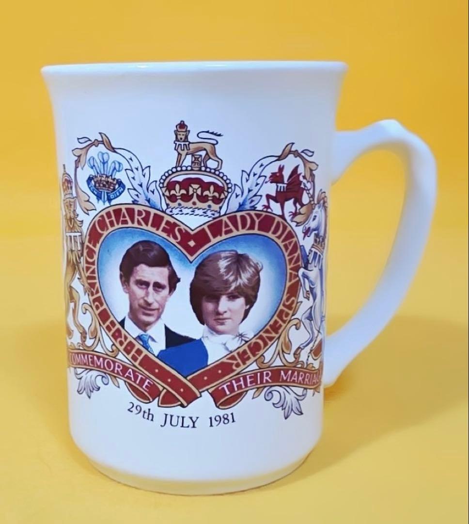 1981年イギリス製チャールズ結婚記念ビンテージマグカップ陶器ダイアナ妃当時物
