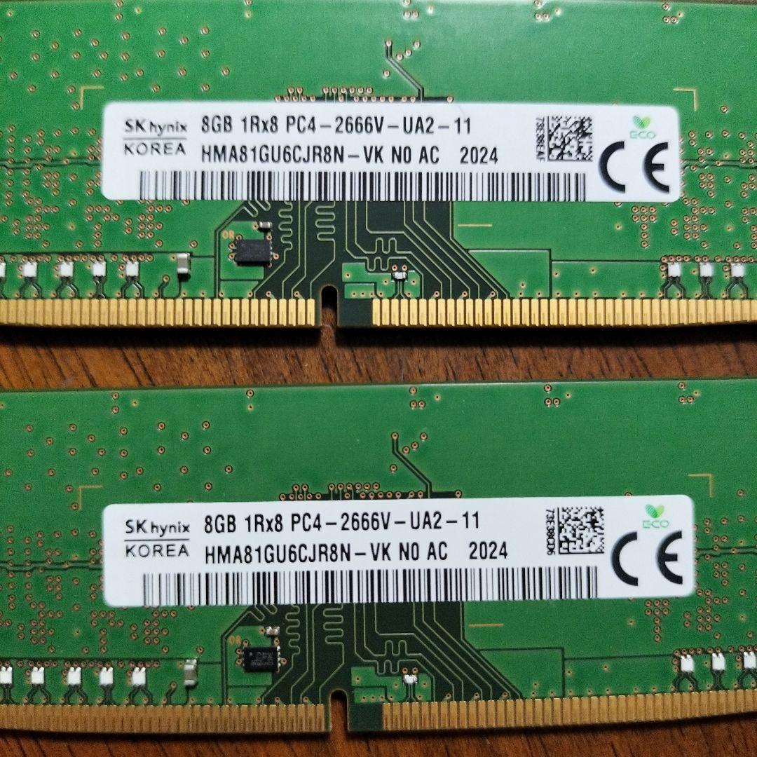 SK hynix 16GB(8GB✕2) DDR4 2666MHz メモリ
