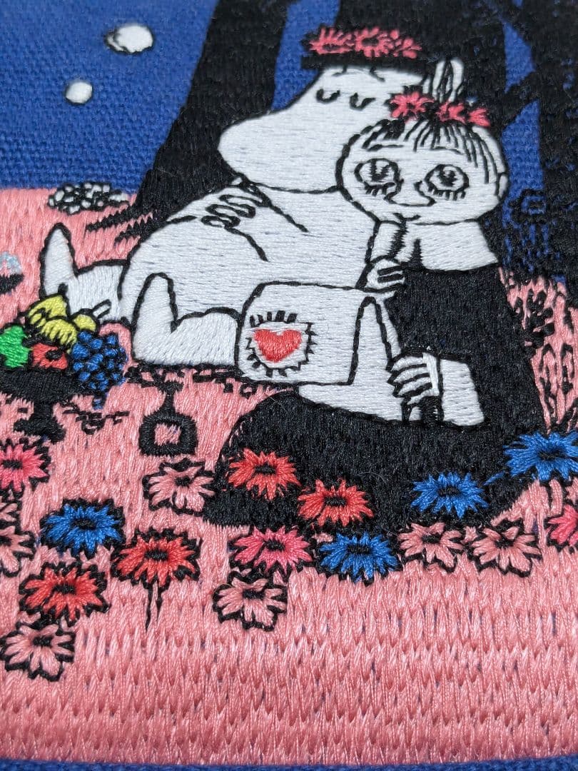 ムーミン　畳刺繍　ペンポーチ　がま口　夜空　総刺繍　レア　ミニポーチ
